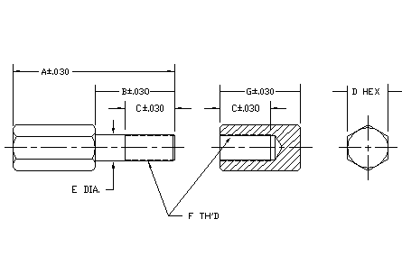 Both the screw and nut sections are hexagonal; diameters of shafts are chosen for close fits in flange holes, thereby providing accurate alignment of the waveguide transmission sections.